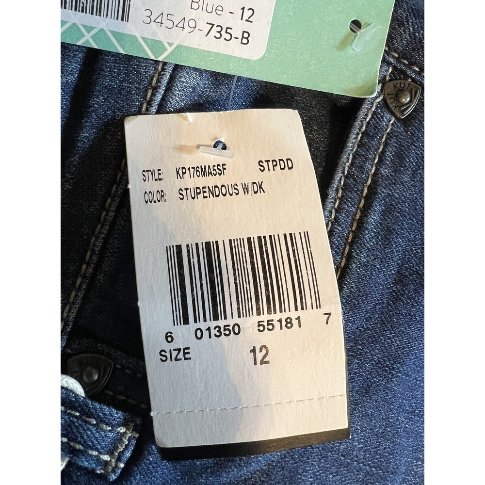 Kut From The Kloth New Cropped Womens Jeans Sz 12 Cuffed Blue Stretch Low Rise - Picture 9 of 10